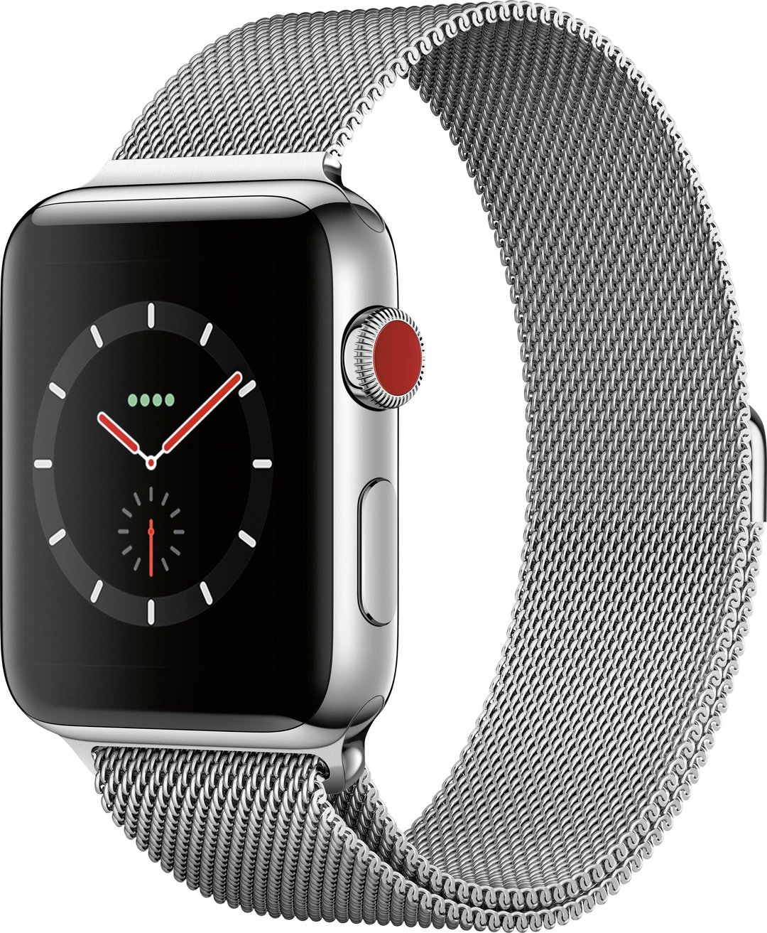 Apple Watch Series 3 42mm GPS+Cellular Stainless Steel Case — Ilustrační foto — barva se může lišit