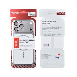 TUNIQ Zadní kryt pro iPhone 15 Pro Max — Magsafe PC s vláknovým vzorem — barva: stříbrná 3