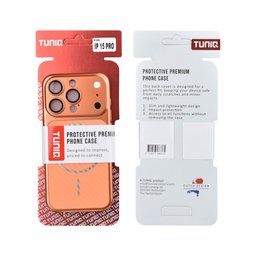 TUNIQ Zadní kryt pro iPhone 15 Pro — Magsafe PC s vláknovým vzorem — barva: oranžová 3