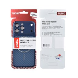 TUNIQ Zadní kryt pro iPhone 15 Pro Max — Magsafe PC s vláknovým vzorem — barva: modrá 3