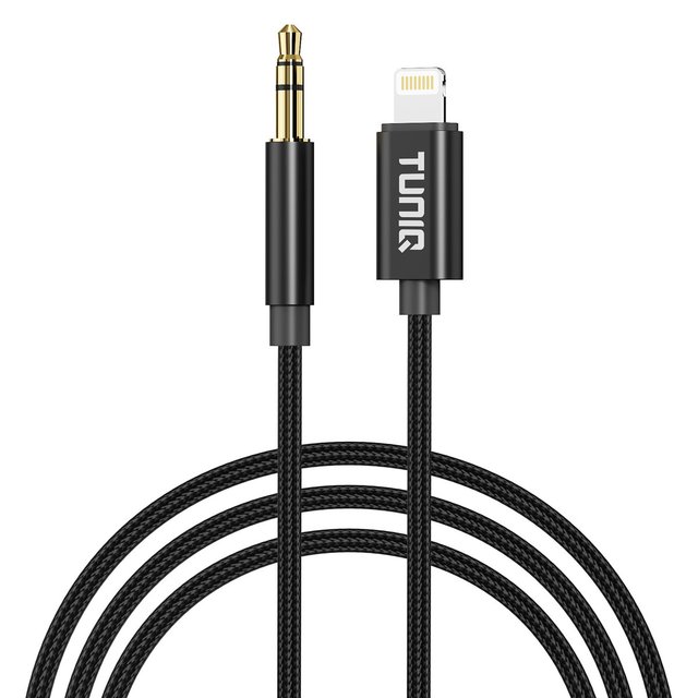 TUNIQ 3.5 Jack Na Lightning Adaptér — 100cm — barva: černá